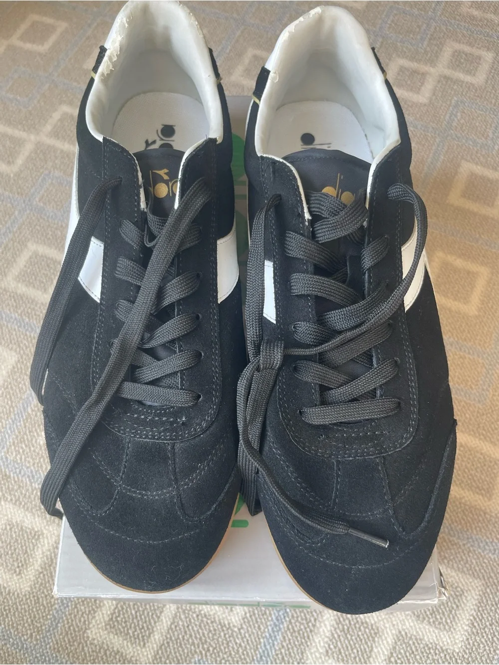 Diadora Kick sneakers in black and white suede Mens 12.5